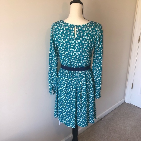 Kit and Sky Abstract Polka Dot Print Blue Dress Size XS Long Sleeve Belt… - Picture 2 of 5